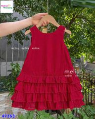 Đầm Melisa đỏ xòe đính nơ
