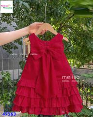 Đầm Melisa đỏ xòe đính nơ