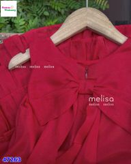 Đầm Melisa đỏ xòe đính nơ