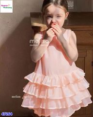 Đầm Melisa hồng xòe đính nơ