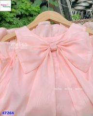 Đầm Melisa hồng xòe đính nơ