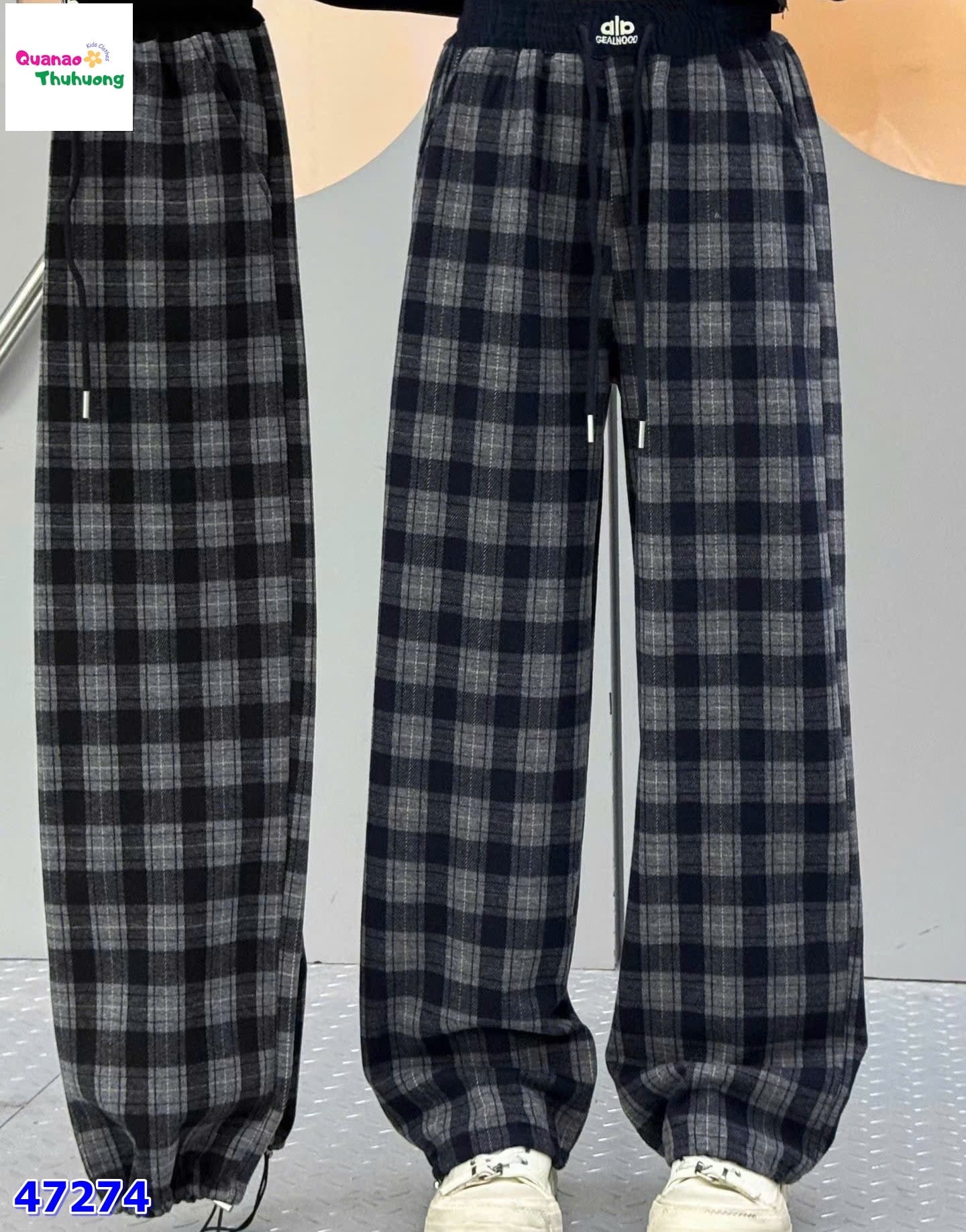 Quần dài caro xanh xám Alo