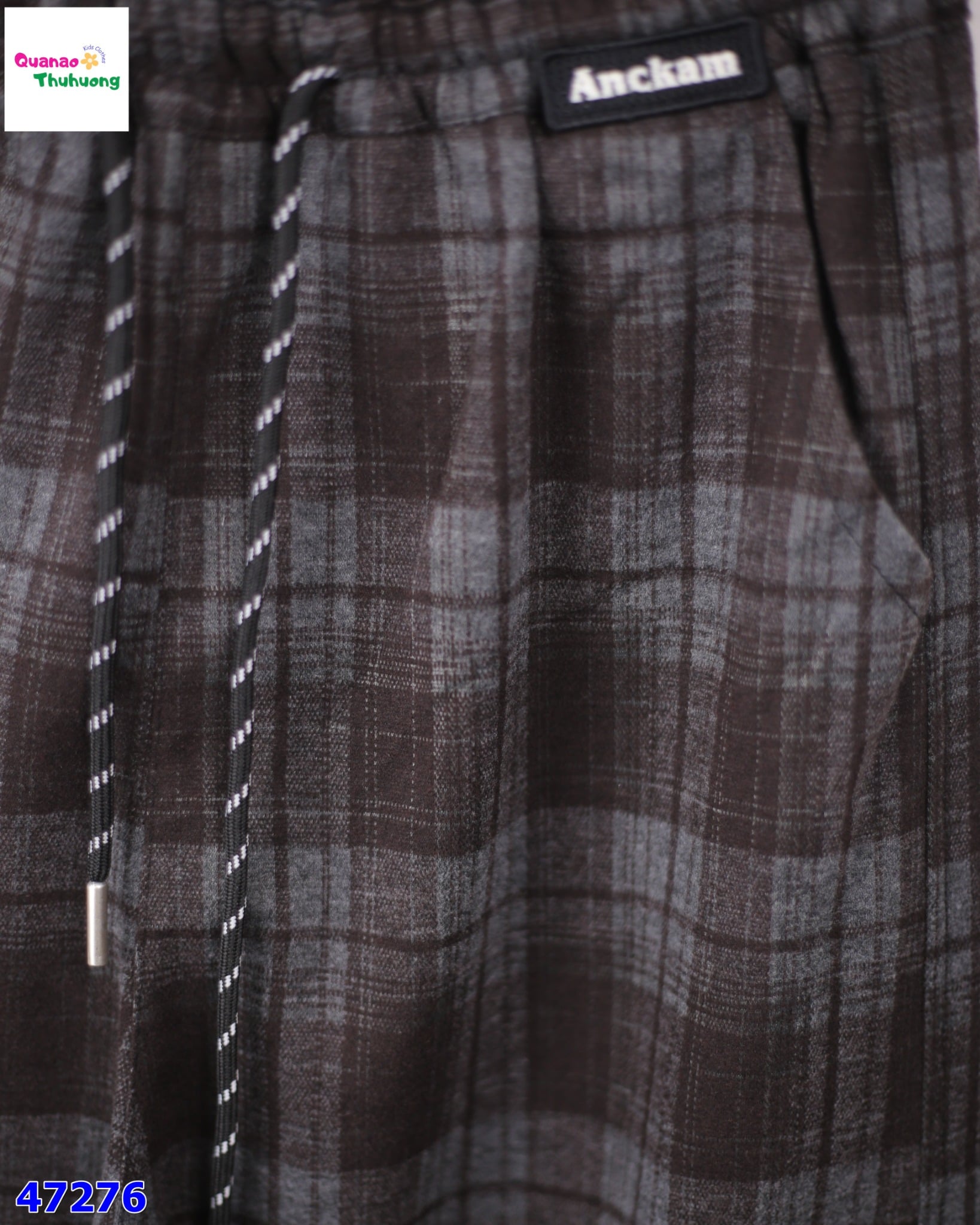 Quần dài caro nâu xám Alckam