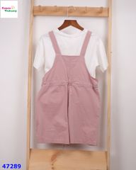 Set quần yếm hồng, áo trắng EMI