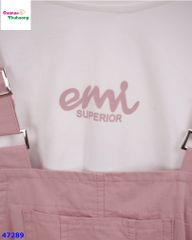 Set quần yếm hồng, áo trắng EMI