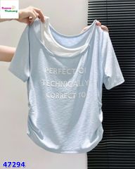 Áo xanh Perfect phối cổ trắng