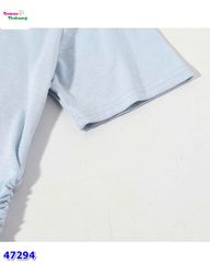 Áo xanh Perfect phối cổ trắng