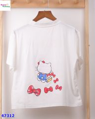 Áo thun trắng Yummy Kitty bông
