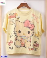 Áo thun vàng Hello Kitty vương miện