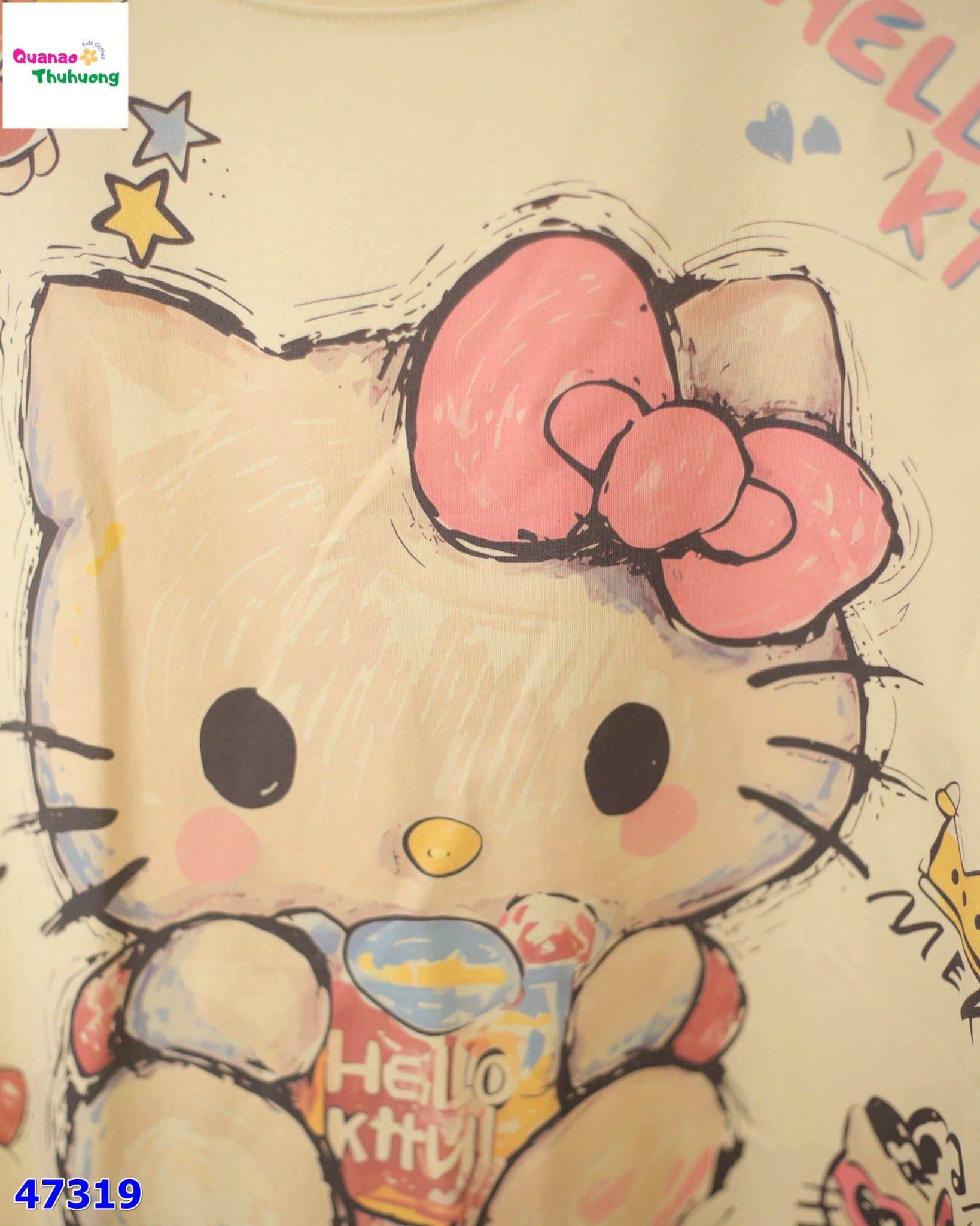 Áo thun vàng Hello Kitty vương miện