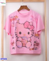 Áo thun hồng Hello Kitty vương miện