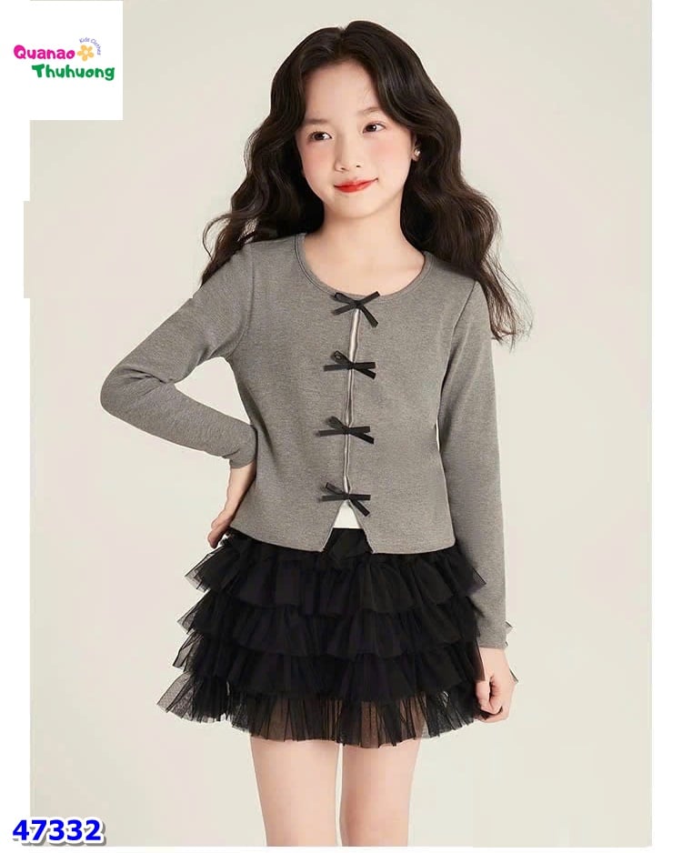 Set ChoHee xám đính nơ