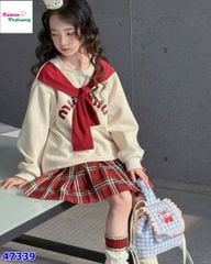 Set QC kem MiuMiu chân váy caro đỏ