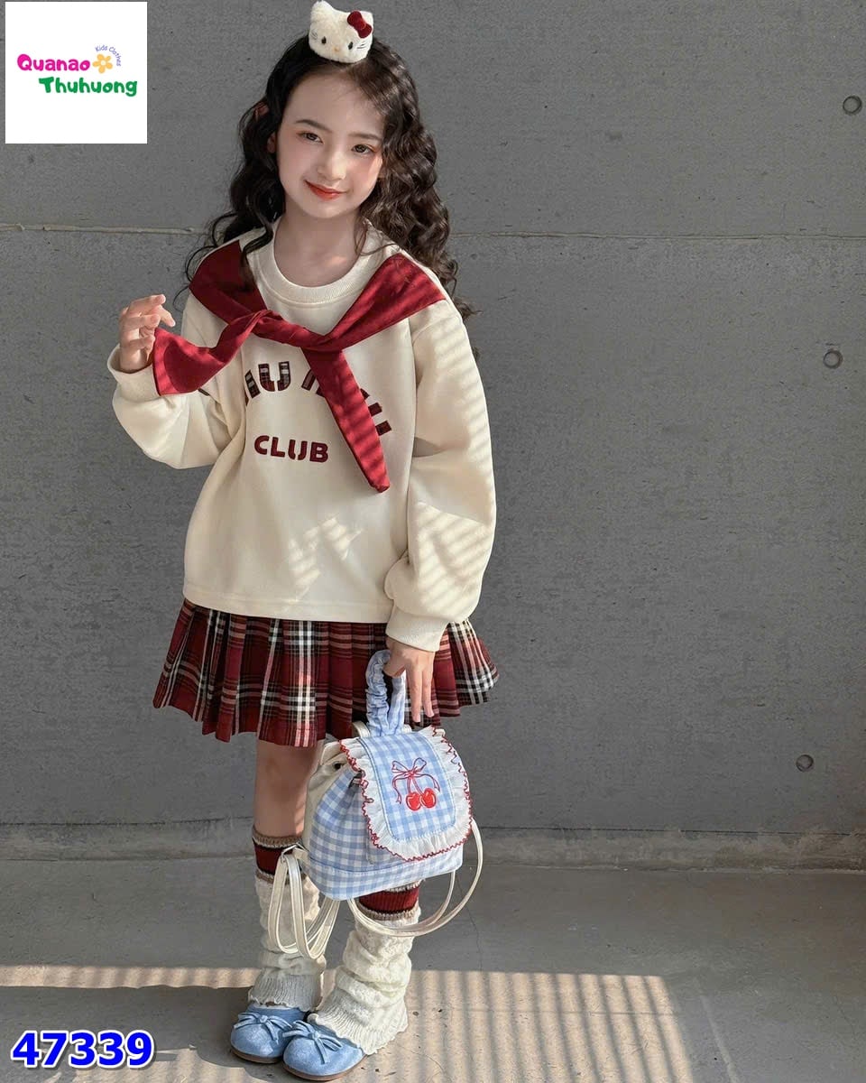 Set QC kem MiuMiu chân váy caro đỏ