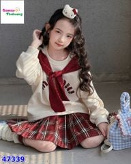 Set QC kem MiuMiu chân váy caro đỏ