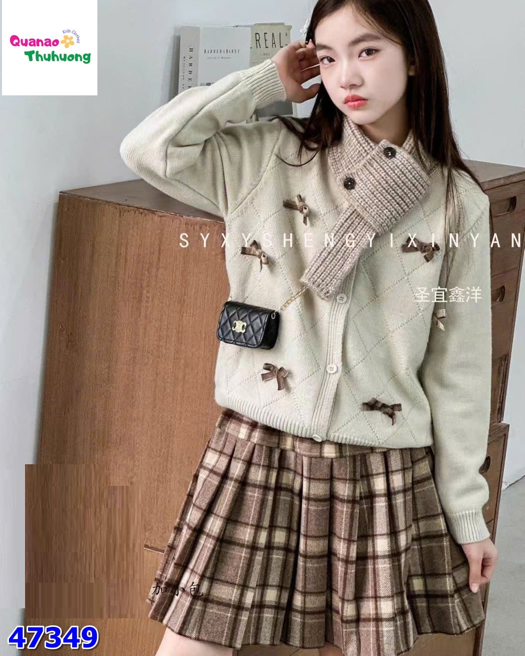 Set 3CT Áo len kem đính nơ (tặng túi đeo)