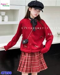 Set 3CT Áo len đỏ dính nơ (tặng túi đeo)