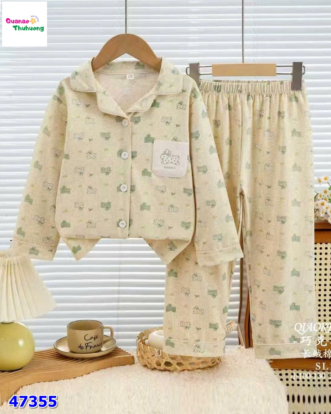 Pyjama sọc xanh thỏ