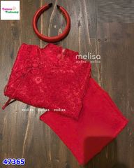Áo dài Melisa đỏ đính hoa