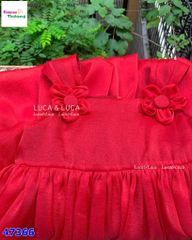 Đầm Luca đỏ váy bí 2 tầng