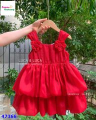 Đầm Luca đỏ váy bí 2 tầng
