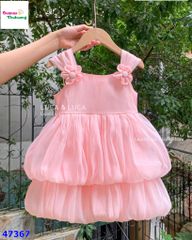Đầm Luca hồng váy bí 2 tầng