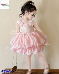 Đầm Luca hồng váy bí 2 tầng