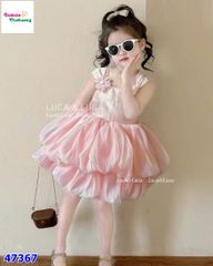 Đầm Luca hồng váy bí 2 tầng