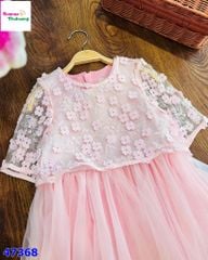 Đầm Permit 2 lớp hồng ren hoa