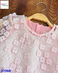 Đầm Permit 2 lớp hồng ren hoa