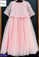 Đầm Permit 2 lớp hồng ren hoa