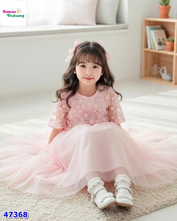 Đầm Permit 2 lớp hồng ren hoa