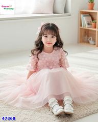 Đầm Permit 2 lớp hồng ren hoa