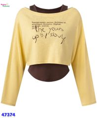 Set 2 áo lệch vai the year vàng