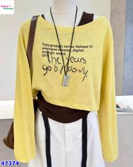 Set 2 áo lệch vai the year vàng