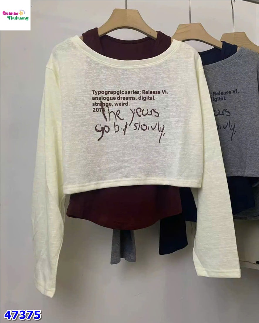 Set 2 áo lệch vai the year trắng