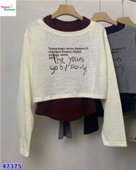 Set 2 áo lệch vai the year trắng