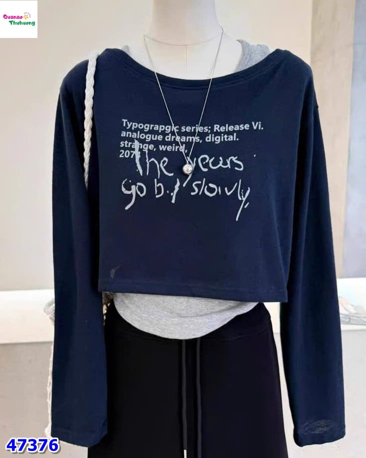 Set 2 áo lệch vai the year navy