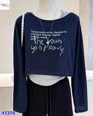 Set 2 áo lệch vai the year navy