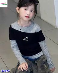 Áo dài tay đen xám nơ