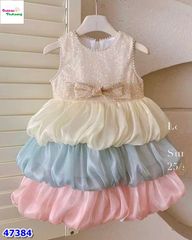 Đầm tiêc kem tầng màu sắc