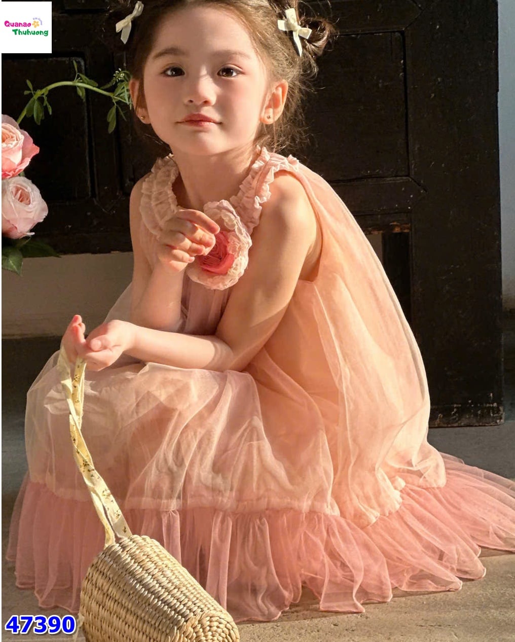 Đầm babydoll hồng hoa