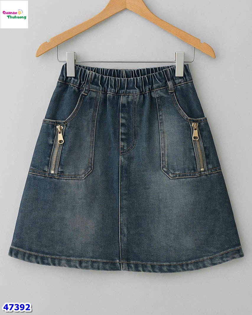 Chân váy jean Syci xanh túi kéo
