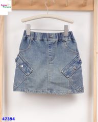 Chân váy jean Syci xanh túi hộp chéo