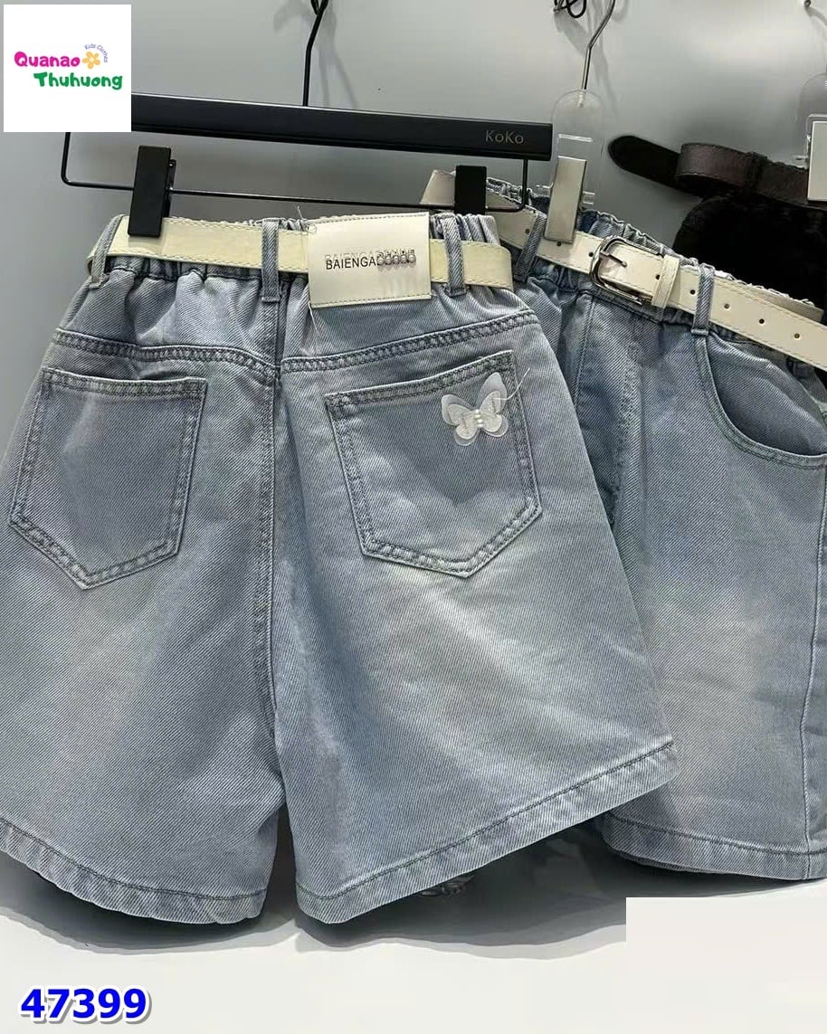 Quần short jean túi thêu bướm