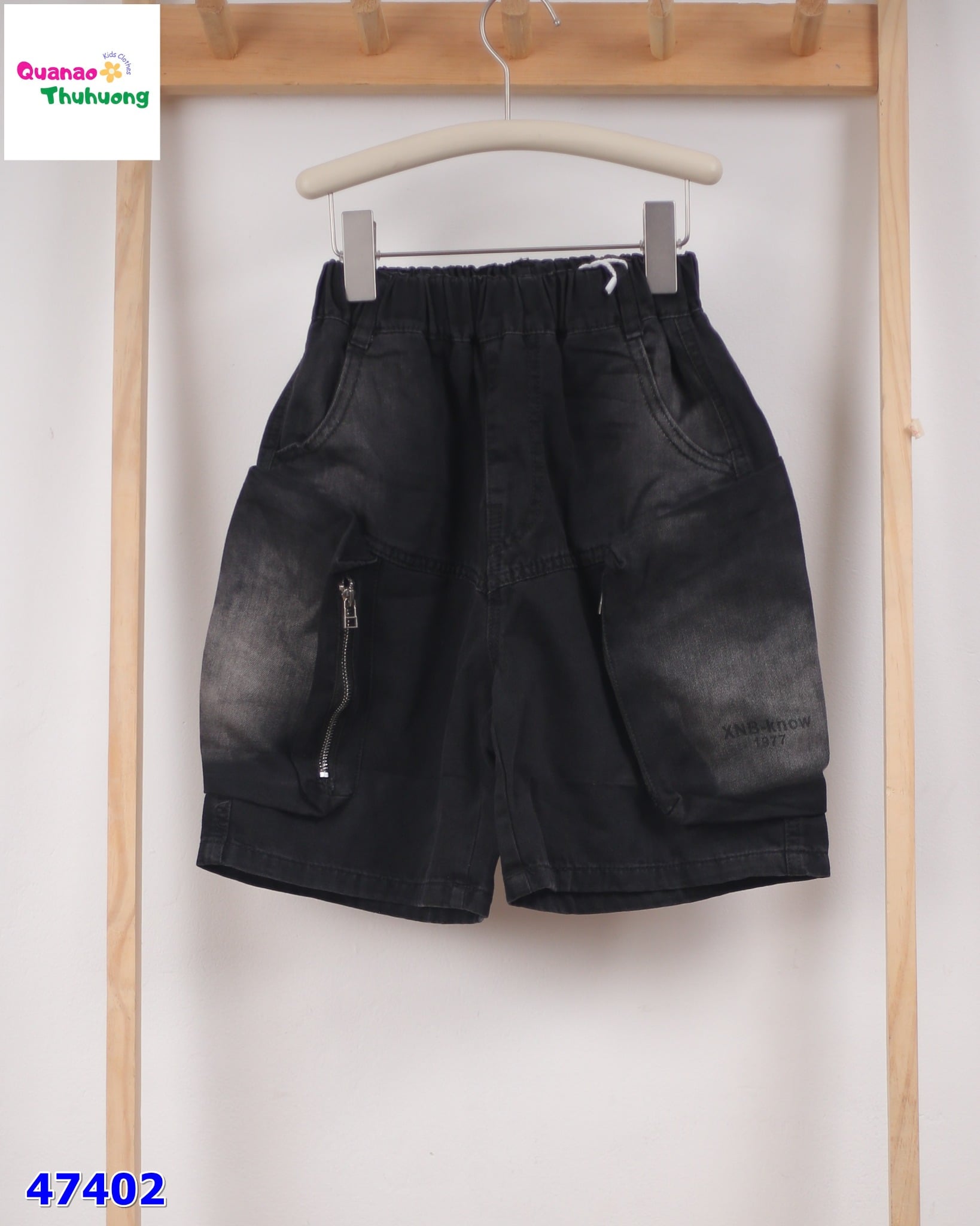 Short jean XSD đen túi hộp 1977