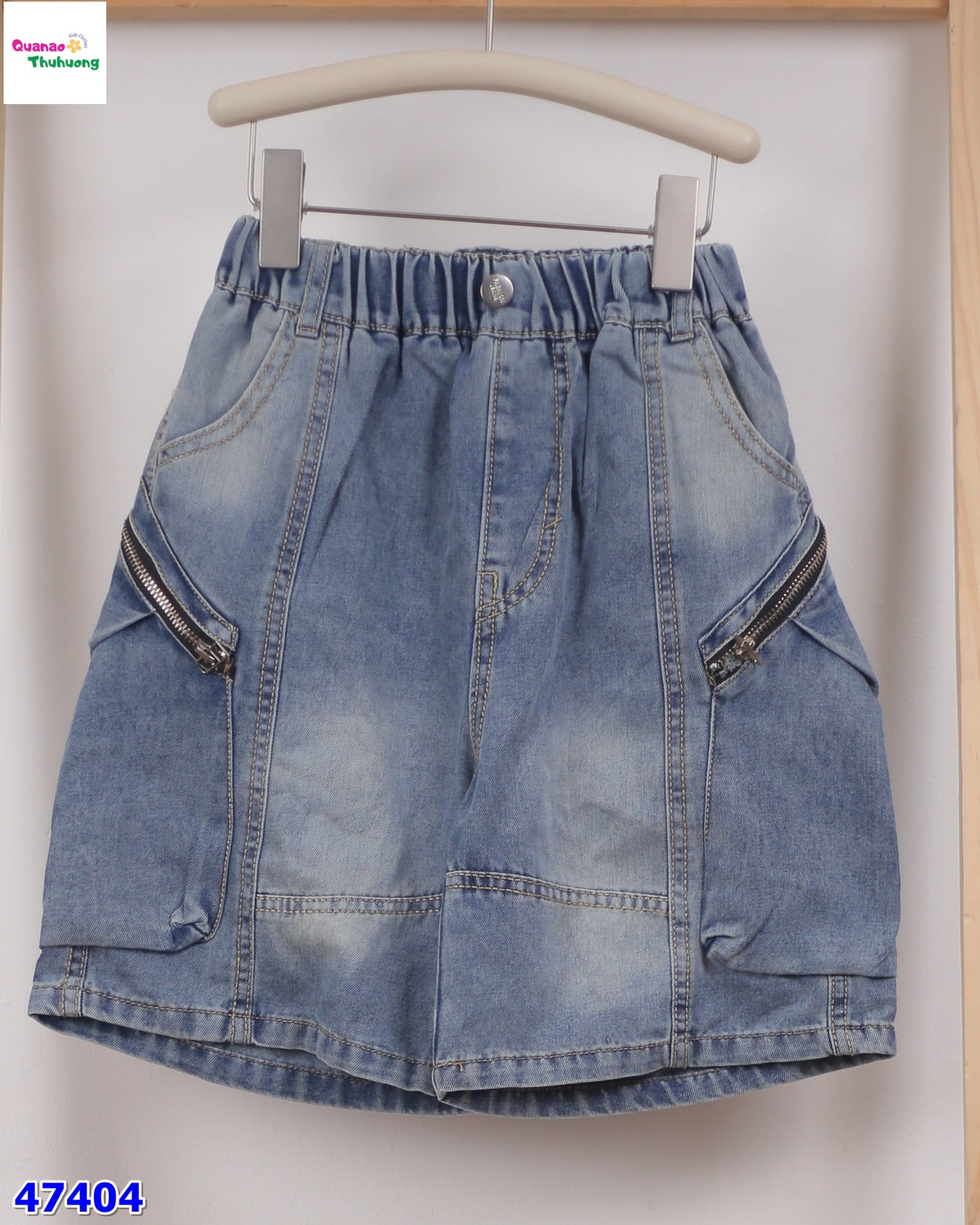Short jean XSD xanh túi chéo