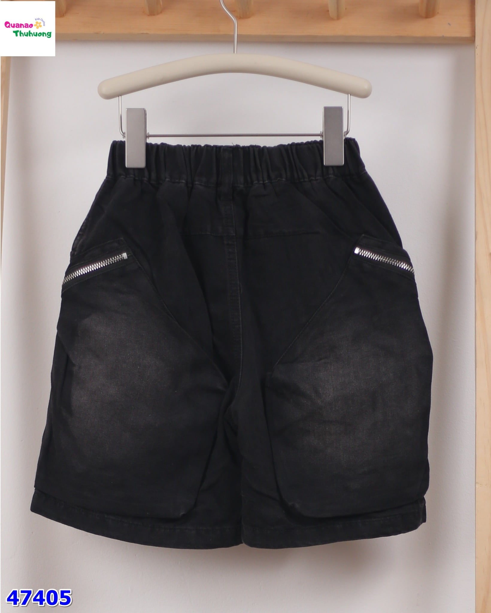 Short jean XSD đen túi chéo