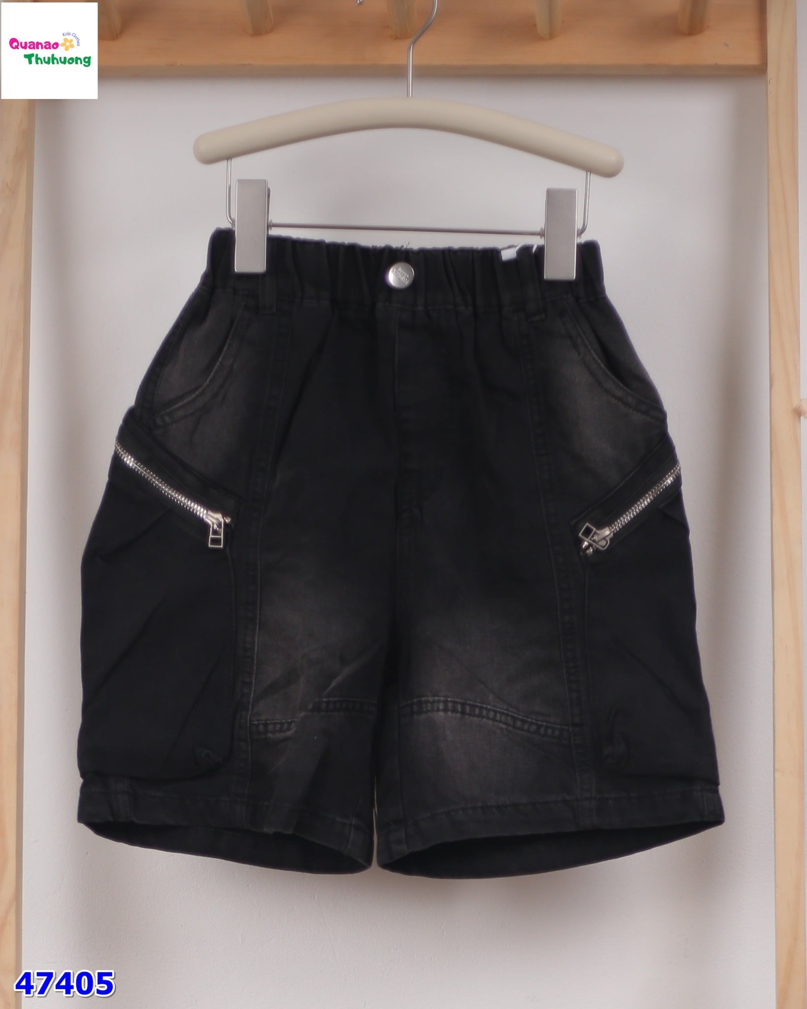 Short jean XSD đen túi chéo