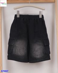 Short jean XSD đen túi hộp có nút